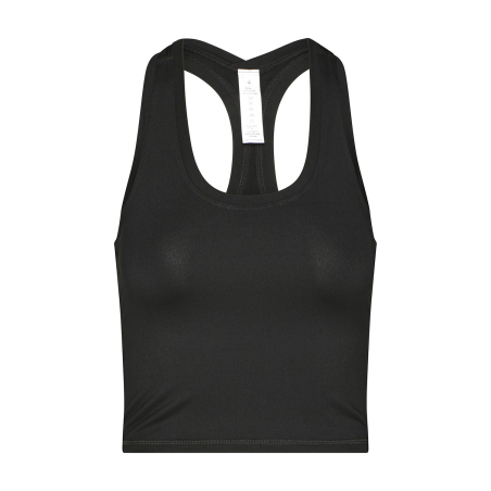 Top corto de yoga negro con espalda nadadora
