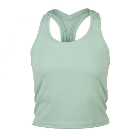 Top corto de yoga verde con espalda nadadora