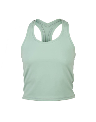 Top corto de yoga verde con espalda nadadora