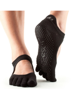Calcetines de yoga ToeSox Bellarina negro con dedos
