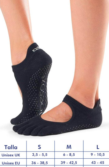 Calcetines de yoga ToeSox Bellarina negro con dedos