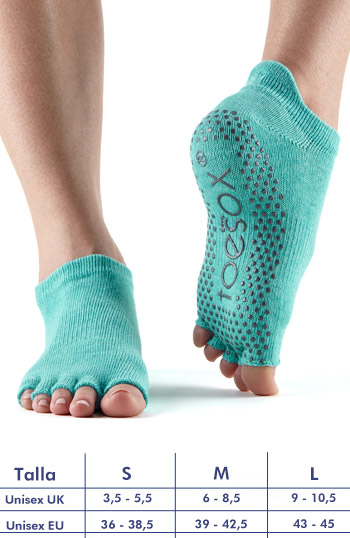 Calcetines de yoga ToeSox Low Rise AQUA sin dedos 