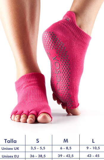 Calcetines de yoga ToeSox Low Rise fucsia sin dedos