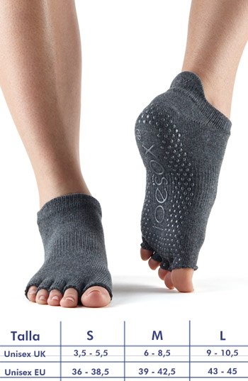 Calcetines de yoga ToeSox Low Rise Gris oscuro sin dedos